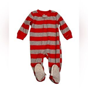 Just One You by Carter’s Baby Footed Sleeper Red Gray Stripes Size 18M